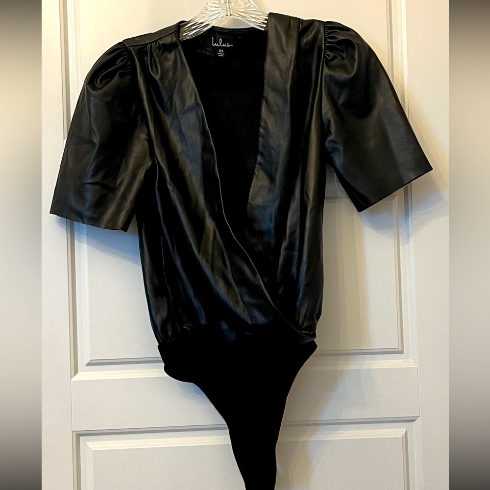 LULUS Vegan Black Woman’s Bodysuit Size: XS Preloved No Notable Flaws